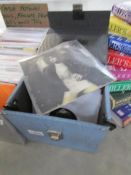 A box of 45 rpm EP records including T Rex, Marc Bolan,