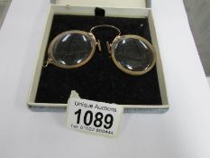 Pair of Pince-Nez with 9ct gold C-Bridge (marked on nose rests)