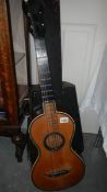 A classical guitar stamped Petit Jean Laine Mirecourt,