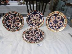 4 Royal Crown Derby pattern 1128 7" plates (wear to gilding)
