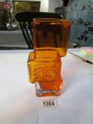 A Whitefriars tangerine drunken brick layer glass vase