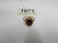 A 9 carat gold ring set cornelian,