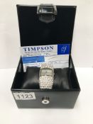 A Karen Millen diamonte bangle wrist watch with box,