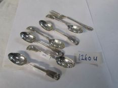 6 silver tea spoons and a silver fork