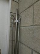 A metal curtain pole