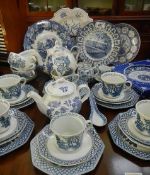 A mixed lot of blue and white china including Meakin, Ringtons etc.