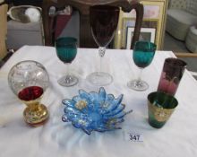 A mixed lot of coloured glass