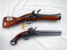 2 ornamental flintlock guns including Blunderbuss
