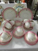 37 pieces of pink decorated teaware and 3 other items of china A/F