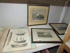 3 framed and glazed prints including Robin Hood Bay,