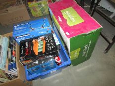 A mixed lot of boxed items including weather forecaster,