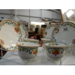 A Horton Woods ware 4 cups and saucers on stands