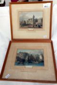 A pair of old engravings 'Billingsgate' & 'Horse Guards'