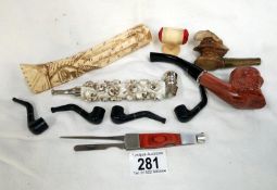 A mixed lot including pipes & needle cushion etc.