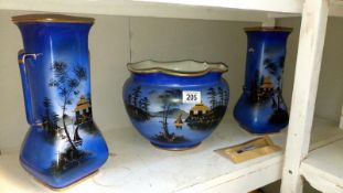 A Moonlightwear jardinier & 2 vases (1 A/F)