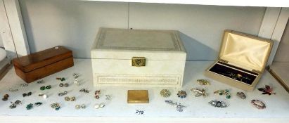 A jewellery box & contents & 2 other boxes