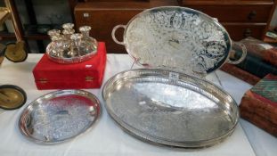 3 silver plated trays,