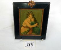 A framed miniature of young mother & daughter