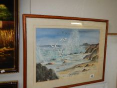 A 20th C watercolour of seagulls