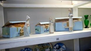 3 Lladro figurines of a girls 1 with a cockerel,