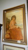 An oil on canvas painting of a seated girl signed 'Wake?' dated 1920