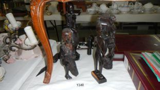 5 African carved wood figures,