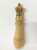 A beech tip staff with gold plated crown pommel