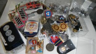 A quantity of cloth badges, buttons,