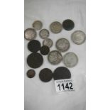 A quantity of 19th C coins including silver