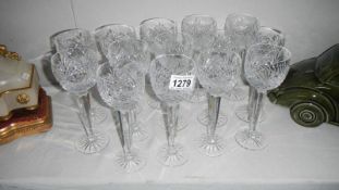 14 Irish crystal white wine glasses