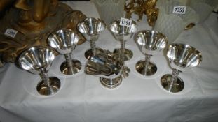 6 silverplate goblets by Mappin & Webb and a silverplated sugar scuttle with scoop