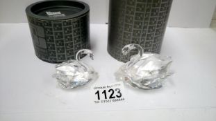 2 boxed Swarovski swan figures