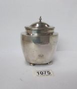 A silver tea caddy, hall marked for Birmingham 1919/1920,