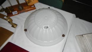 An Art Deco milk glass flycatcher lamp shade