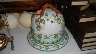 A large c19th majolica cheese dome a/f