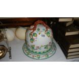 A large c19th majolica cheese dome a/f