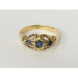 An 18ct yellow gold diamond and sapphire ring,