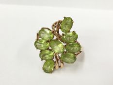 A 9ct gold ring set peridot