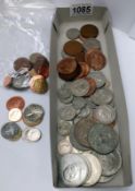 A collection of UK coins including 6 Churchill crowns, silver & other coins year 2000 coins etc.