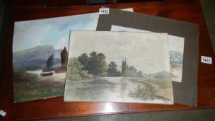 2 oils and 1 watercolour of rural and coastal scenes