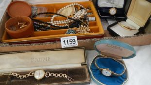 A mixed lot of costume jewellery including watches - Accurist, Oris,