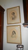 2 portrait prints of Victorian ladies