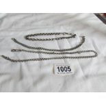 3 white metal watch chains (possibly silver)