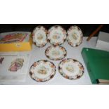 Six Royal Doulton Temple pattern plates depicting exotic birds