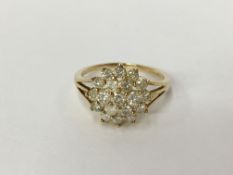 A half carat yellow gold floral diamond ring,