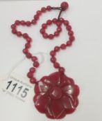 A red cornelion fob & necklace