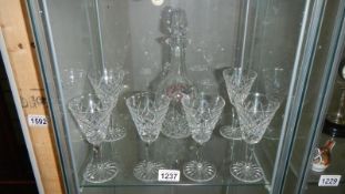 A Waterford decanter and 6 Waterford wine glasses