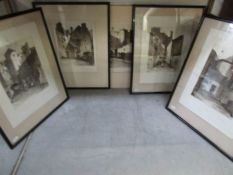 5 etchings of Edinburgh by J Monro bell, 4 framed and glazed,