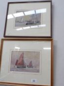 A pair of 'Seascape' watercolours initialed G H,