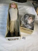 A Victorian wax doll a/f and other doll parts